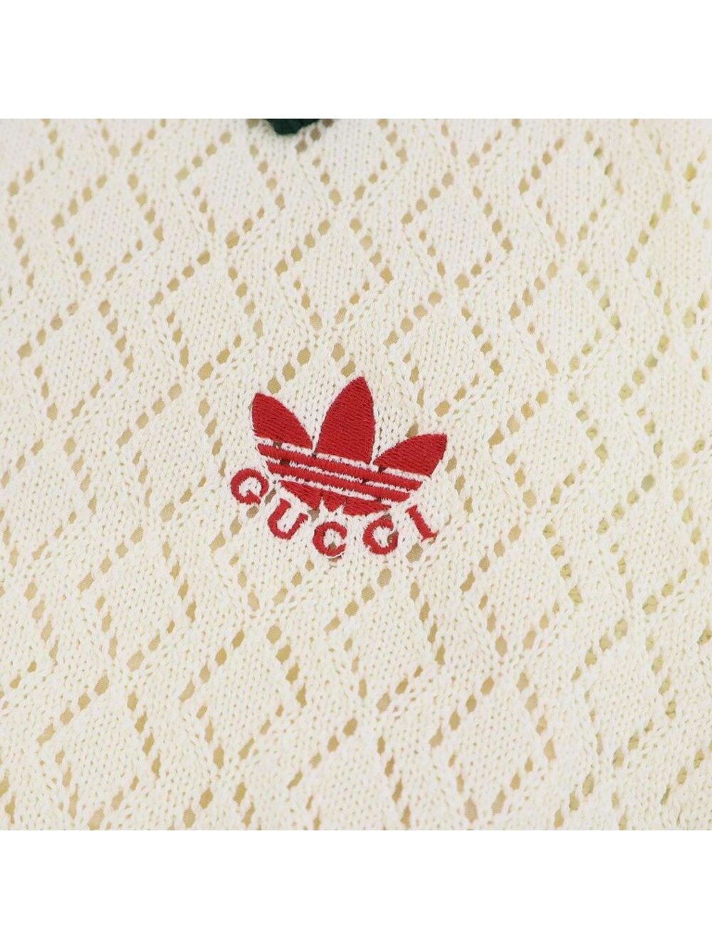 Gucci Adidas Short Sleeve Knit Polo Shirt Ivory XS - Picture 7 of 7